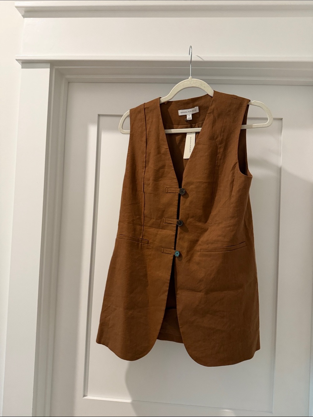 Banana Republic Sleeveless Tailored Vest Jacket in Brown(bw)